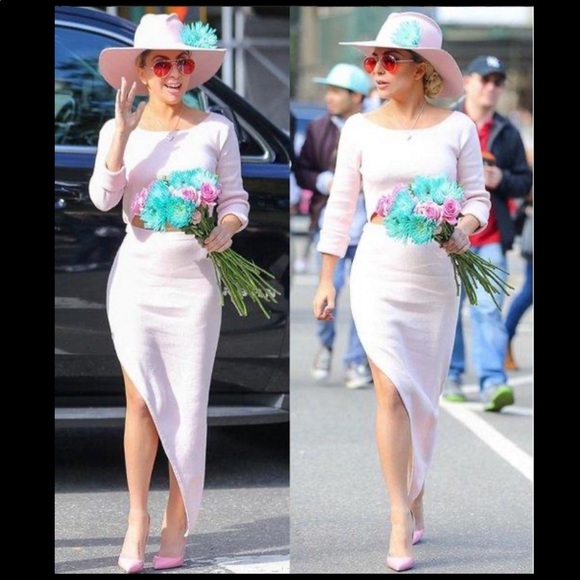 Baja East Dresses & Skirts - BAJA EAST Light Pink Asymmetrical Sweater Dress